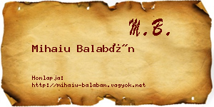 Mihaiu Balabán névjegykártya